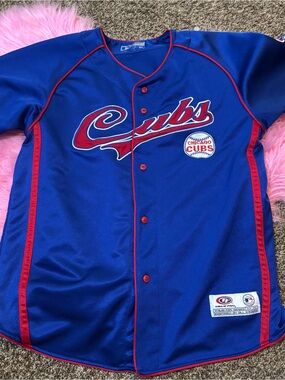 Chicago Cubs True Fan Baseball Jersey Youth XL 18-20 Blue Embroidered MLB